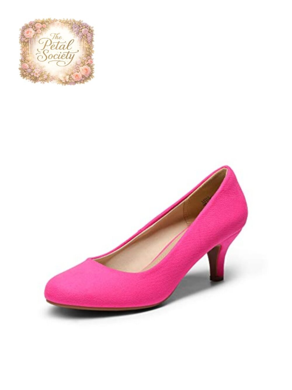 Women's Comfortable Kitten Heels Pumps Round Toe Slip-On Heels